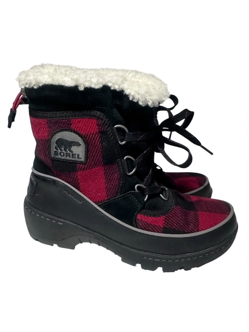 Sorel Tivoli III winter snow boots red & black buffalo plaid women’s 6